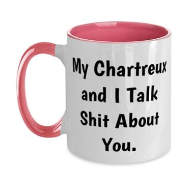 Imagem de Unique Idea Caneca de dois tons de gato Chartreux 325 ml, My Chartreux and I Talk Shit About You, presente para amantes de gatos, presente de amor de amigos