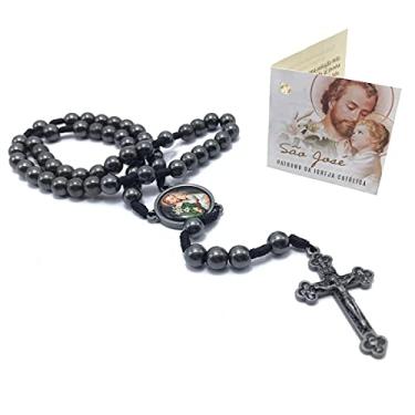 Imagem de Terço Hematita São José Com Folheto