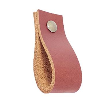 Imagem de Puxador Doko Parafuso - Couro Legítimo Mogno - Parafuso Ouro Velho