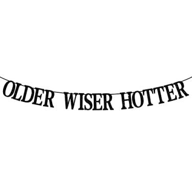 Imagem de Faixa preta com glitter Older Wiser Hotter Banner, decoração de faixa de aniversário de 30 anos Death to My Youth
