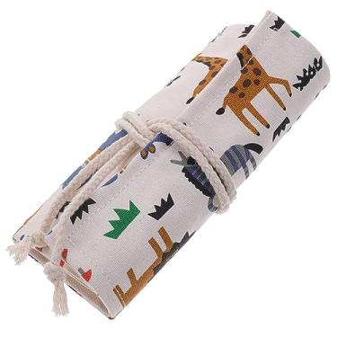 Imagem de ABOOFAN Rolo De Caneta De Lona Cortina Lápis De Cor Lápis De Cores Porta-Lápis De Viagem Caneta De Lona Envoltório De Animais Bolsa De Lápis Bolsa Organizadora De Lápis De Cor Bolsa De