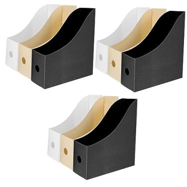 Imagem de Amosfun 9 Pçs Organizador De Arquivos Rack Bege Caixas De Livros Mesa Preta Suporte De Escritório Para Livro De Mesa Arquivo De Plástico Branco E Estante De Revistas Porta-Documentos