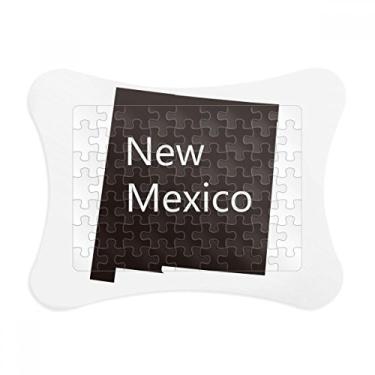 Imagem de Moldura de quebra-cabeça com contorno do mapa do Novo México EUA Decoração de quadro Enfeite de jogo de quebra-cabeça