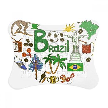 Imagem de Moldura de quebra-cabeça com a bandeira nacional do Brasil Love Heart Landscap Decoração de imagem