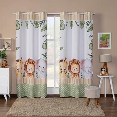Imagem de Cortina Infantil Safari Baby 3,00 x 2,20 Estampada Decoração para Quarto Cores para Menino e Menina (SAFARI BABY)