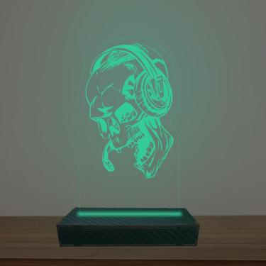 Imagem de Luminária Led 3d Caveira Abajur Luxo
