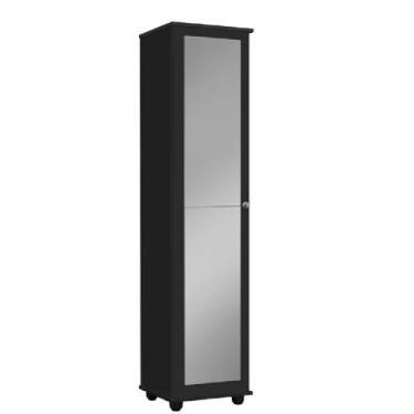 Imagem de Armário e Sapateira Multiuso Marrie com Espelho 1 Porta J&A (Preto)