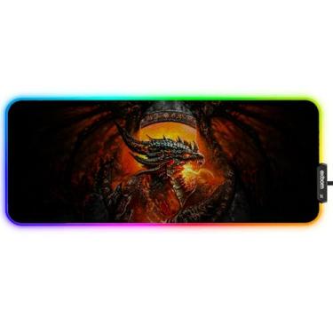 Imagem de Mouse pad Exbom Extra grande Dragão RGB led Rainbow 80x30 cm 11 Modos de iluminação