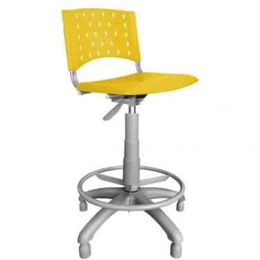 Imagem de Cadeira Caixa Secretária Plástica Amarela Base Cinza - Ultra Móveis