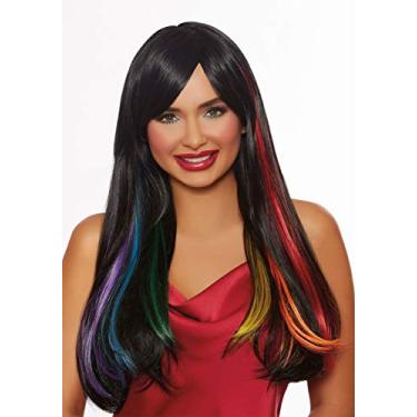 Imagem de Dreamgirl Peruca feminina longa reta oculta preta/primária, multi, tamanho único