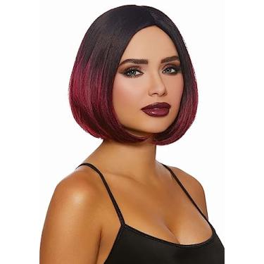 Imagem de Dreamgirl Peruca feminina de comprimento médio preta/bordô, tamanho único