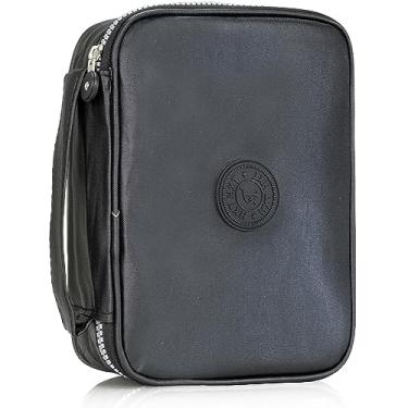 Imagem de Estojo Escolar Feminino Masculino Grande Box Ziper Resistente Escolar Papelaria Fofa Infantil Unissex Com Organizador De Lápis Canetas Marcadores Lapiseiras Borrachas Apontadores (Preto Metálico)