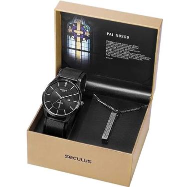 Imagem de Relógio Seculus Masculino Ref: 20769gpskpa1 Black Oração Pai Nosso