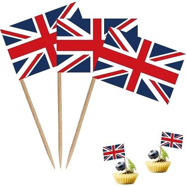 Imagem de United Kingdom UK British Toothpick Flag Union Jack National Small Mini Cocktail Fruit Cupcakes Toppers Food Stick Flags Decorations,100 Pack