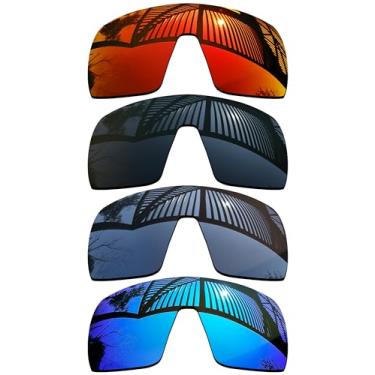 Imagem de MYCOURAG 4 pares de lentes de reposição para óculos de sol Oakley Sutro OO9406 / Sutro Asian Fit (AF) OO9406A - preto sólido + titânio + azul gelo + vermelho fogo