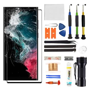 Imagem de Zgxhga Substituição de tela para Samsung Galaxy S22 Ultra, tela de substituição para Galaxy S22 Ultra Series 6,8 polegadas, kit de substituição de vidro com ferramentas de reparo, adesivo à prova