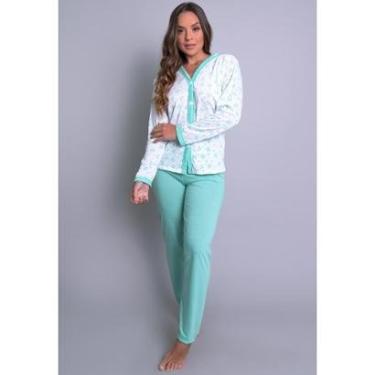 Imagem de Pijama MVB Modas Aberto Blusa Com Botões E Calça Feminino-Feminino