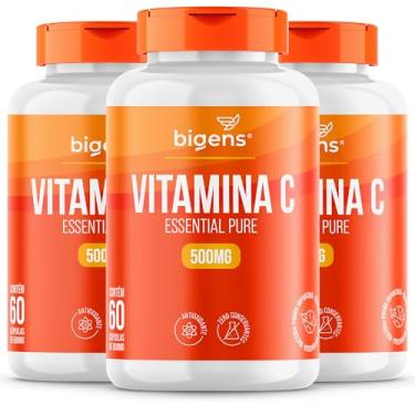 Imagem de Vitamina C Essential Pure 500mg, Biogens, Kit 3x 60 cápsulas