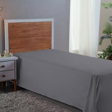 Imagem de Lençol Solteiro 400 Fios Avulso Cama Box e infantil Sem Elástico Virol (Cinza)
