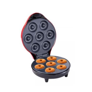 Imagem de Máquina de Donuts antiaderente Em Aço Inox Com Capacidade Para 7 Rosquinhas 110v (Vermelho)
