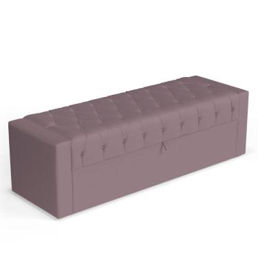 Imagem de Calçadeira Báu Queen Size Atena 160cm Capitonê Veludo Rosê - Desk Design