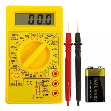 Imagem de Multímetro Digital Portátil Com Cabo Multi Teste 3 1/2 Dígitos