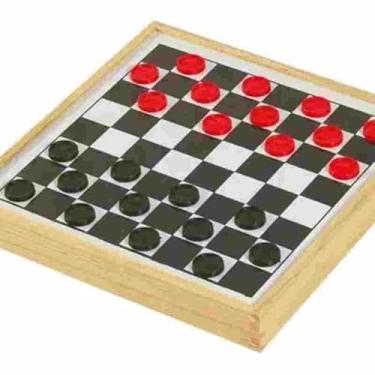 Imagem de Supertela Artefatos De Madeira - Jogo de Tabuleiro Dama e Trilha - medidas 31x31x4 cm