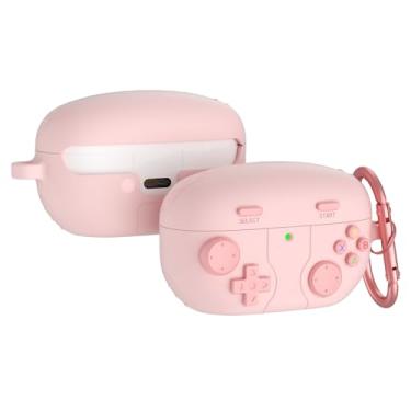 Imagem de Capa de fone de ouvido para Sony WF-1000XM5, capa protetora de silicone macio criativo com desenho fofo para Sony com chaveiro, rosa