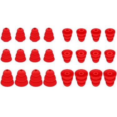 Imagem de 12 pares de pontas de fone de ouvido cônicas de flange tripla de substituição para a maioria dos fones de ouvido intra-auriculares (Sony/Beats/AKG/KZ etc.), P/M/G, 12 pares, vermelho (431R)