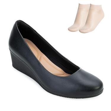Imagem de Sapato Social Feminino Anabela Preto Usaflex AA3811