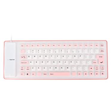 Imagem de Teclado de Silicone Com 85 Teclas, Design Totalmente Selado, Macio e Confortável, Teclado de Silicone Com Fio USB, Portátil Leve para PC e Notebook (Róseo)