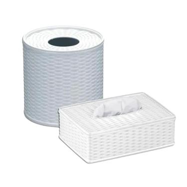 Imagem de Kit Porta Rolo Papel Higienico Porta Lenços Umedecido Papel (Branco)