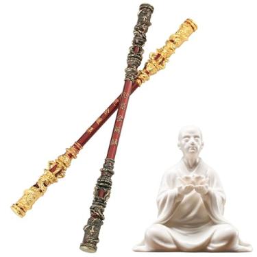 Imagem de DFFMQSJ Suporte divertido de 2 peças Monkey King Staff & Zen para mesa de jogos, decoração de mesa de computador para Black Myth Wukong Alloy Ruyi Golden Cudgel Game Collection, sala de jogadores,