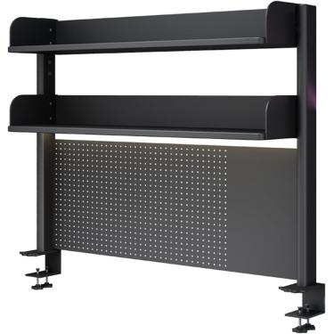 Imagem de Grampo na prateleira organizadora de mesa, estação de trabalho extensor de mesa Pegboard, acessórios de mesa de computador para escritório, painel de privacidade para mesa de jogos, grampo d
