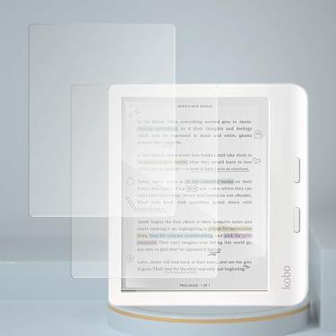 Imagem de LaoShuSheng Protetor de tela fosco antirreflexo projetado para e-reader de 17.8 cm Kobo Libra Cor/Libra 2 (pacote com 2) Anti-impressão digital Anti Burst Nano Matte Skin PET Soft Film (fosco)