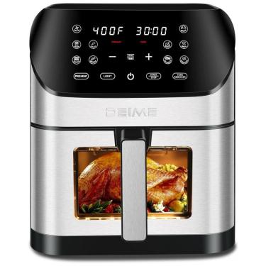 Imagem de Fritadeira Elétrica Air Fryer 8 Litros com 10 Predefinições e Cesto Antiaderente, 110V 1700W, Deime, Prata