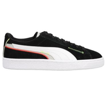 Imagem de PUMA Tênis de camurça para meninos (criança grande), Puma Preto/PUMA Branco/Harbor Mist, 6.5 Big Kid