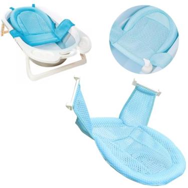Imagem de Rede para Banho Proteção Banheira Suporte Bebê Baby Style Max Acessório Apoio Antiderrapante Conforto Segurança Infantil 0+ Meses (Azul)