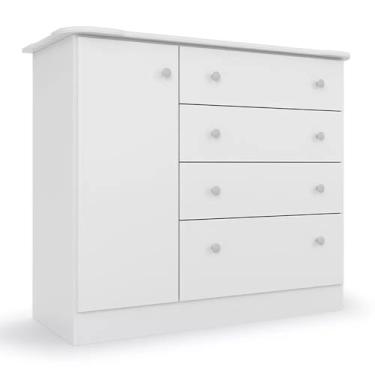 Imagem de Cômoda Infantil Espaçosa Branca Com 04 Gavetas E 01 Porta Para Quarto Baby Luxo Icp