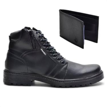 Imagem de Bota Coturno Masculino Casual Conforto Macia Zíper Carteira