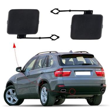 Imagem de Tampa do gancho de reboque do para-choque traseiro do carro olho de reboque para BMW X5 E70 2006 2007 2008 2009 2010 51127158447 51127158448 capa de reboque (preto fosco, lado esquerdo do motorista)