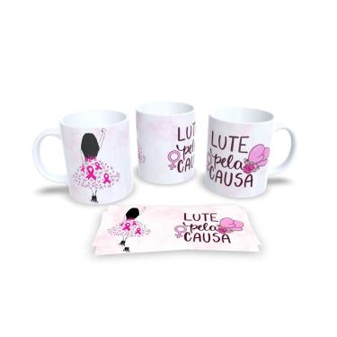 Imagem de Canecas Branca de Porcelana Personalizadas Outubro Rosa
