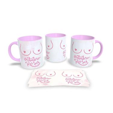 Imagem de Canecas Rosa de Porcelana Personalizadas Outubro Rosa