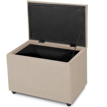 Imagem de Puff Baú 60cm Porta Brinquedo Organização Assento Decorativo Cor:bege