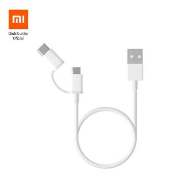 Imagem de Cabo USB com saída dupla Tipo C e micro USB 30cm Xiaomi - Branco