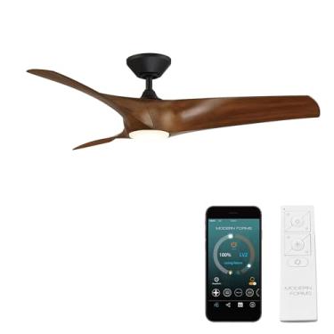 Imagem de Modern Forms FR-W2006-52L-MB/DK Zephyr Ventilador de teto para casa inteligente interna ou externa com controle remoto, extensão de lâmina de 132 cm, preto fosco envelhecido Koa
