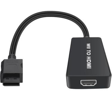 Imagem de Adaptador Wii para HDMI, conversor de Wii para HDMI com cabo HDMI suporta áudio de 3,5 mm e saída de vídeo HDMI 720/1080p todos os modos de exibição Wii para Nintendo (preto)