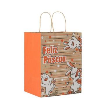 Imagem de Sacola kraft pascoa bunny m 17,5x8,5x21,5cm com 10 un. - Tamarozzi