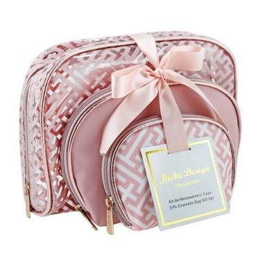 Imagem de Kit De Necessaire Com 3 Peças Diamantes Jacki Design Rosa
