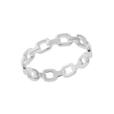 Imagem de Anel de prata 925 feminino rommanel fino skinny elos cadeado corrente 